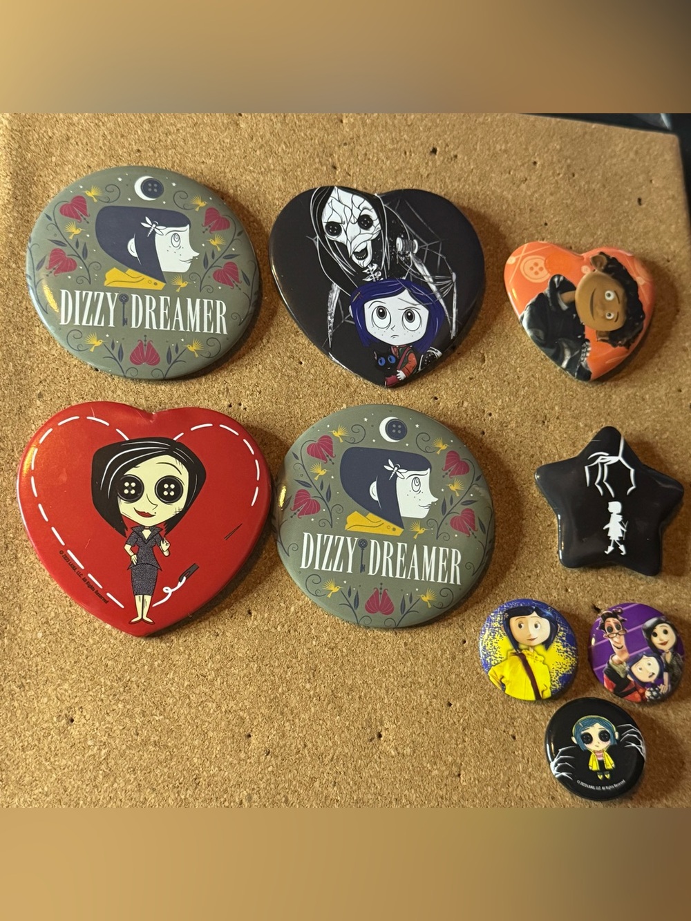 Coraline 15th Anniversary Enamel pin & button set